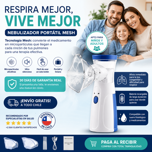 Nebulizador Portátil Mesh | Terapia de Inhalación Silenciosa y Recargable