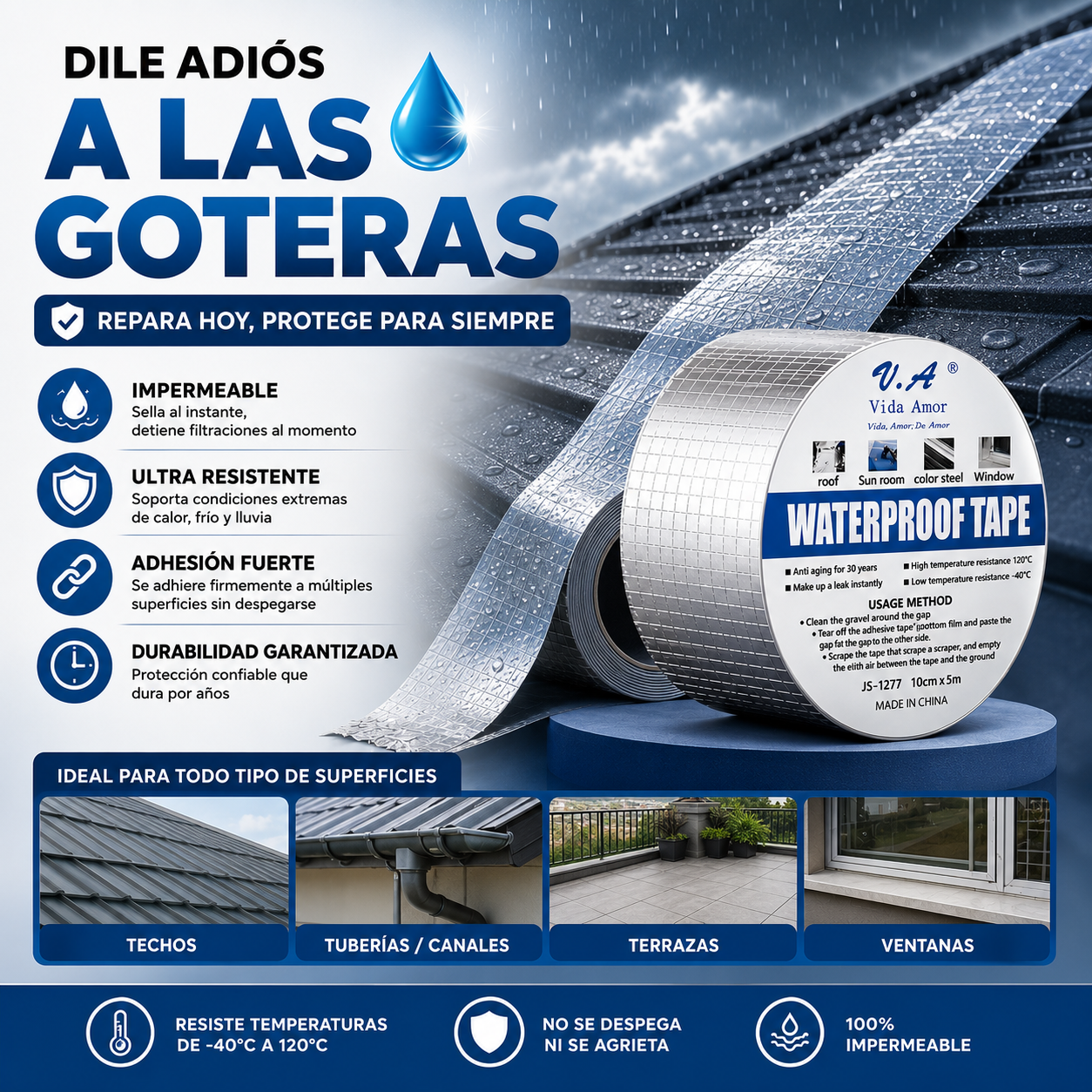 ImperMax | Cinta Tapa Goteras Reforzada
