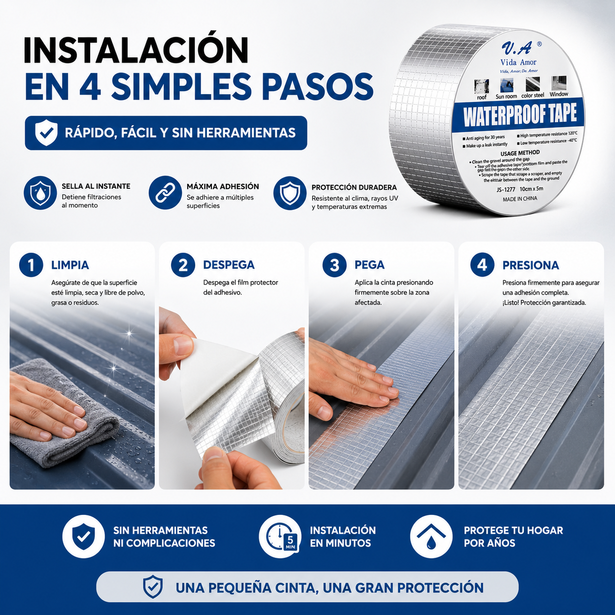 ImperMax | Cinta Tapa Goteras Reforzada
