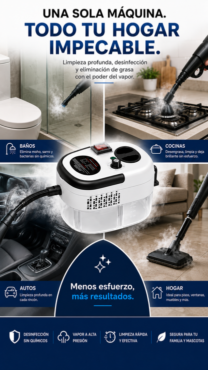 HydroForce 2500W – Limpiadora a Vapor Portátil de Alta Presión