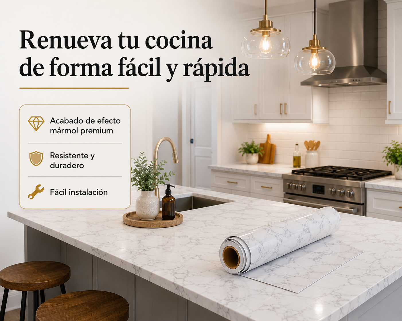 Marmo Élite | Vinilo Adhesivo Premium Efecto Mármol (10m x 60cm)